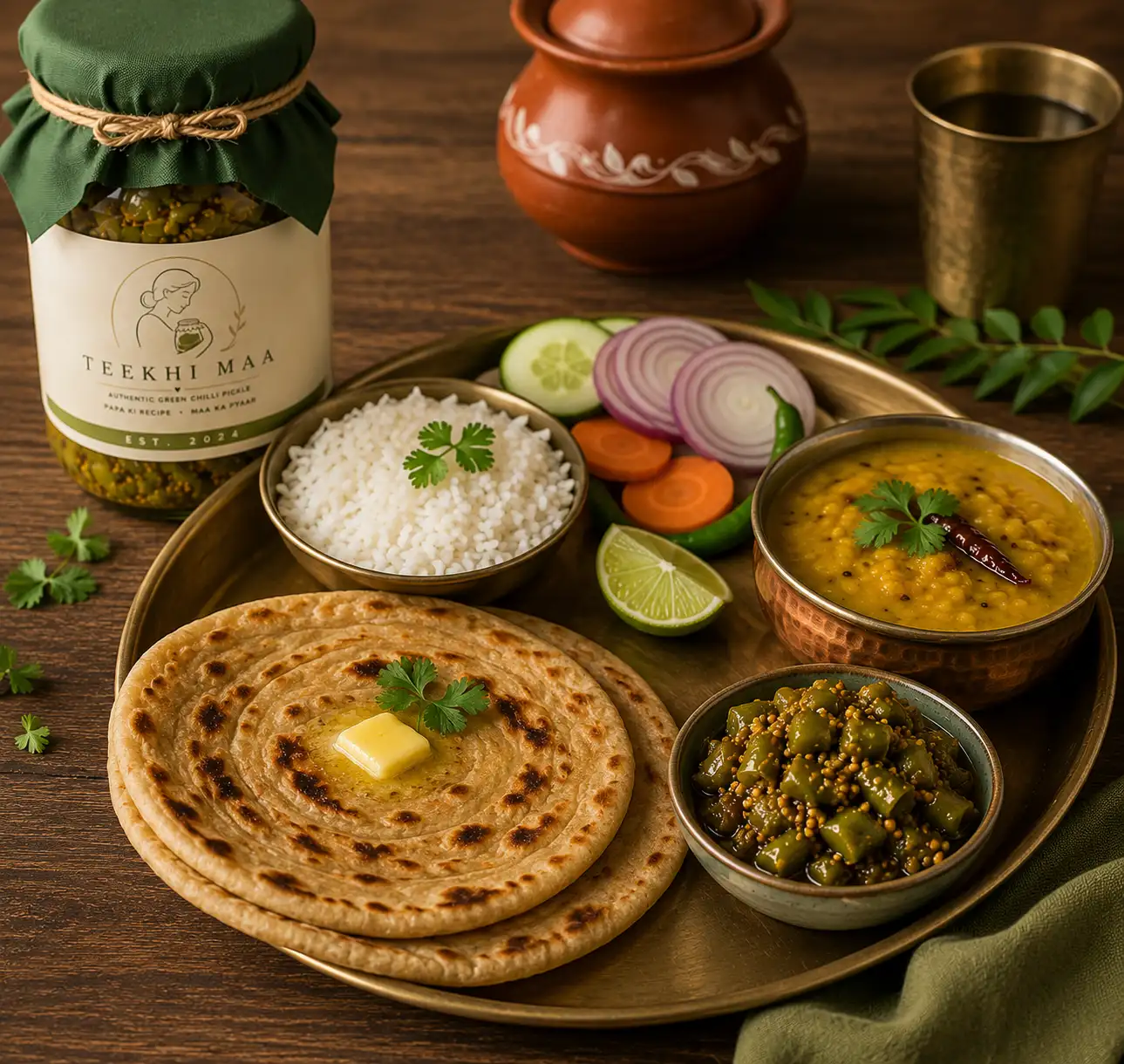 Authentic Indian meal with pickle